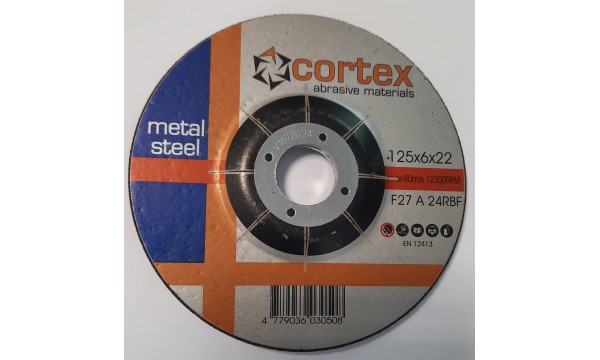 Diskas metalui-plienui šlifuoti 125x6x22 CORTEX
